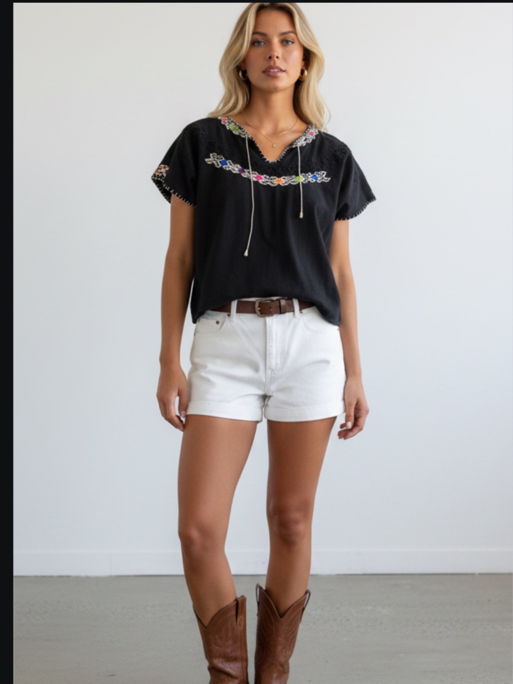 Beautiful Hand-Embroidered Cotton Blouse made in Oaxaca, Mexico (medium)